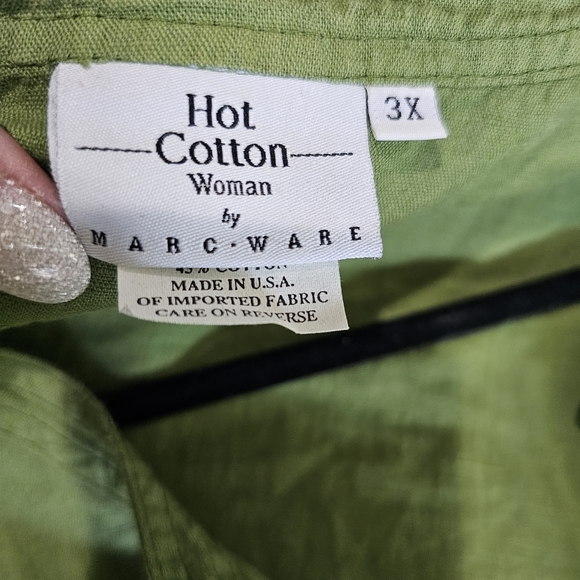 Hot Cotton Woman by Marc Ware Green Linen Tunic Top size 3x - Picture 4 of 4